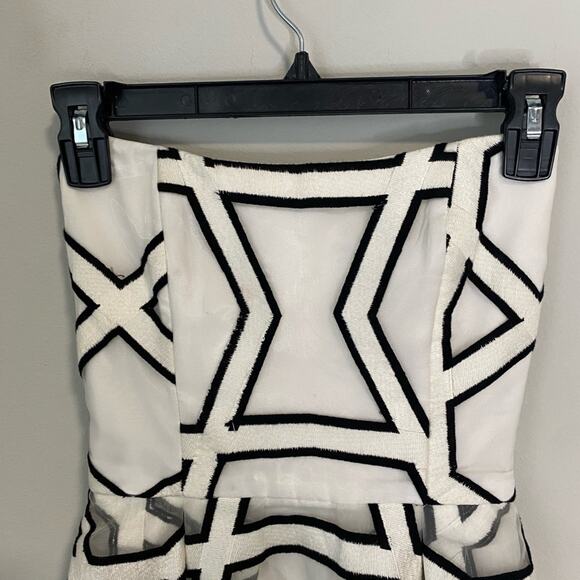 NICHOLAS Black and White Halter Sheath Midi Dress Size 0 - Picture 7 of 9